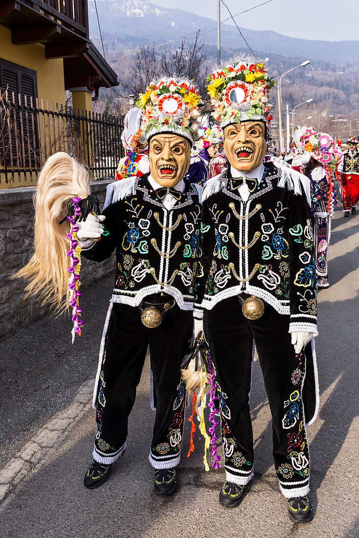 Aosta valley, Gignod, Italy, Alpine carnival coumba freida