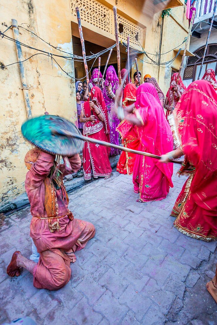 Asia, India, Uttar Pradesh, Nandgaon, Lathmar Holi festival