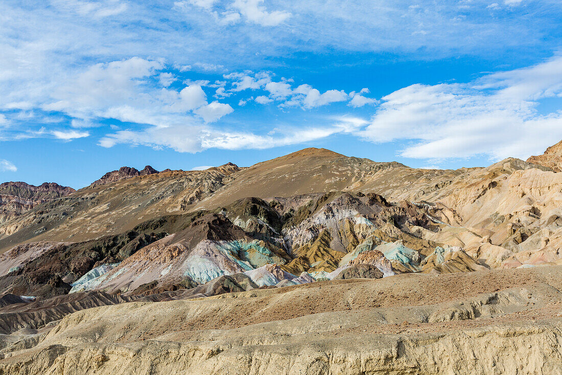 The multi, hued hills viewed from the scenic Artist's Road, Artist's Palette, Death Valley National Park, Inyo County, California, USA