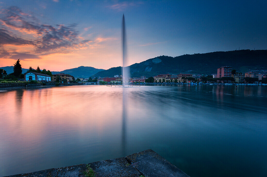 Europe, Italy, Sarnico at Sunset, province of Bergamo