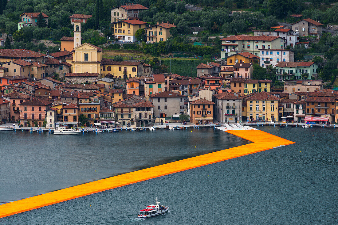 Europe, Italy, The Floating Piers in Iseo lake, province of Brescia
