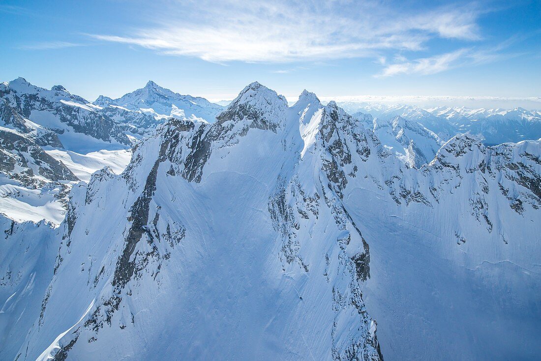 Aerial view of Cima Zocca, Val Bregaglia, Canton of Grisons, Switzerland Europe