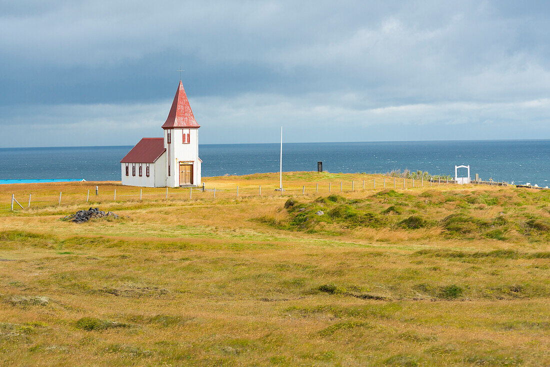 Church by the Sea, Hellnar, Snaefellsnes Peninsula, Iceland, Polar Regions