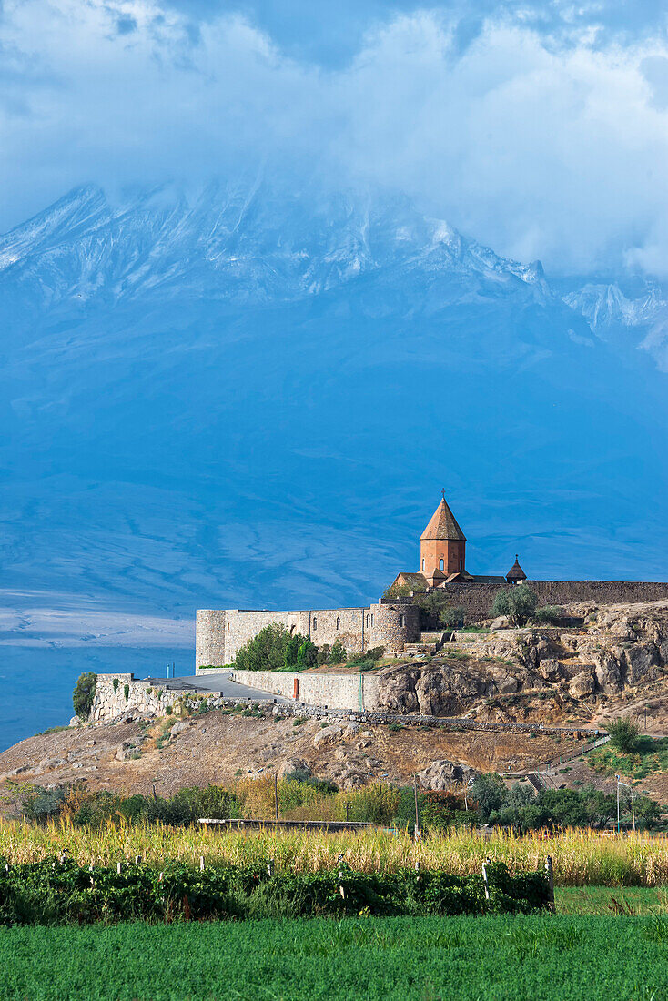 Khor Virap Monastery and Apostolic church at the foot of Mount Ararat, Ararat Province, Armenia, Caucasus, Asia