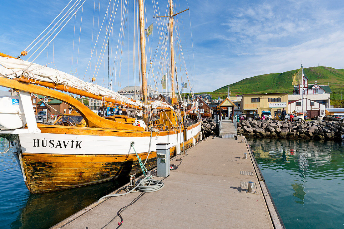 Historic boat in the Harbour, Husavik, Iceland, Polar Regions