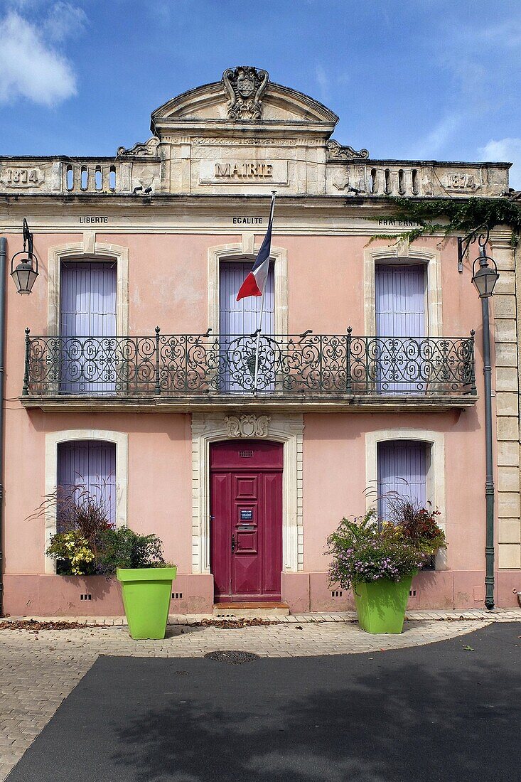 A typical French town hall in southern France, Aumes, France