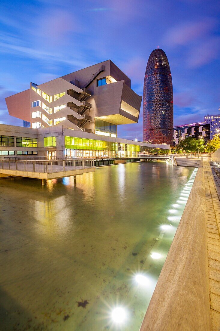 Agbar building and Design Museum of Barcelona, Barcelona, Spain.