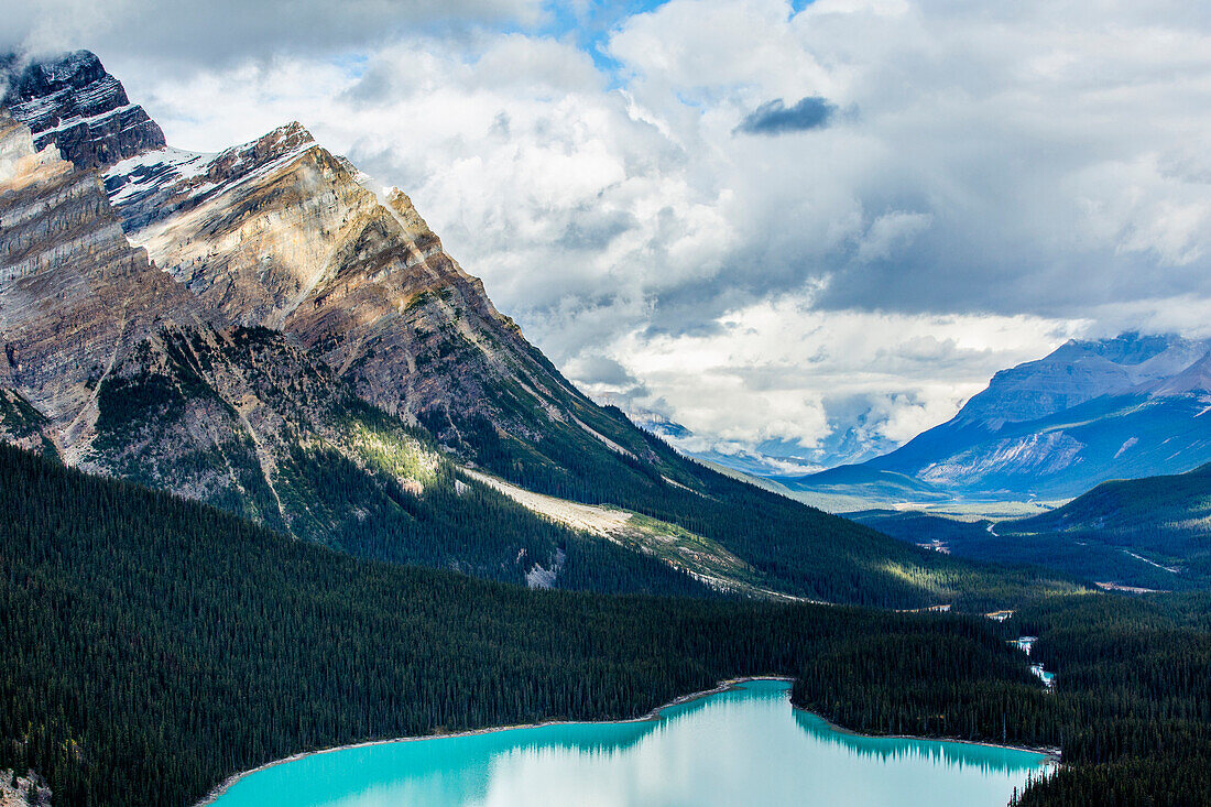 Still lake in mountain valley