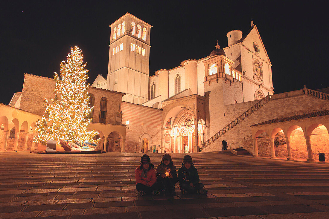 Europe, Italy, Perugia district, Assisi, Assisi during the Christmas