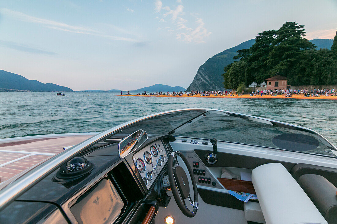The Floating Piers in Iseo Lake on a Riva Yatch - Italy, Europe