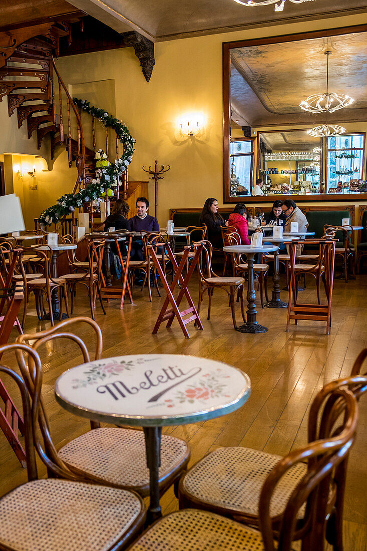 Ascoli Piceno, Marche, Central Italy, Europe, Customers inside Meletti Caff?