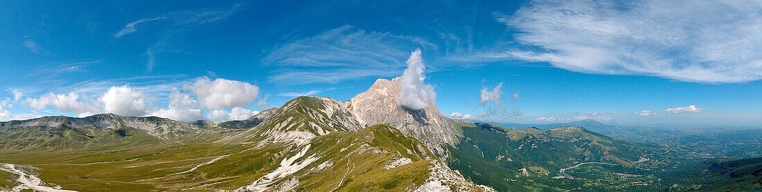 Overview on Gran Sasso in the regional park of Abruzzo, Italy