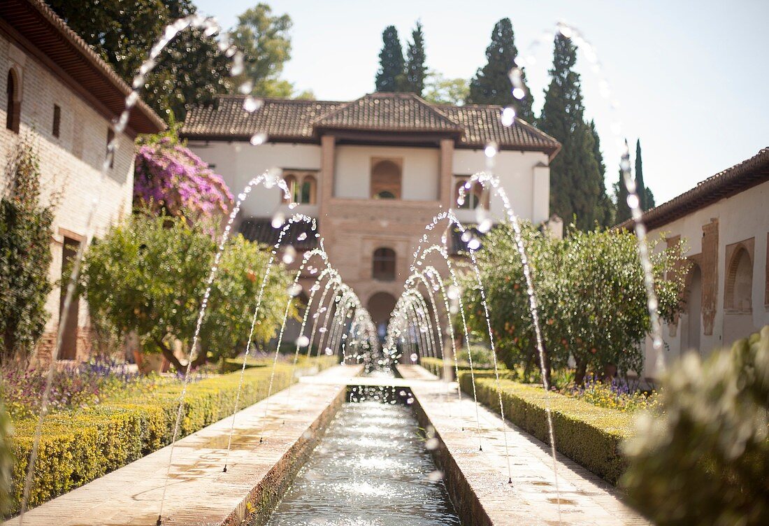 Patio de la Acequia, Generalife gardens, Alhambra. Granada. Spain.