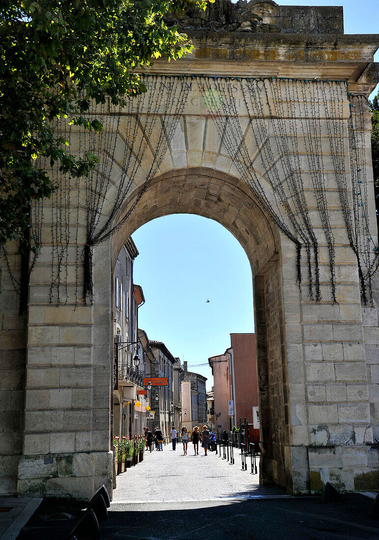 France, South-Eastern France, Montelimar, St Martin gate and street in the old town