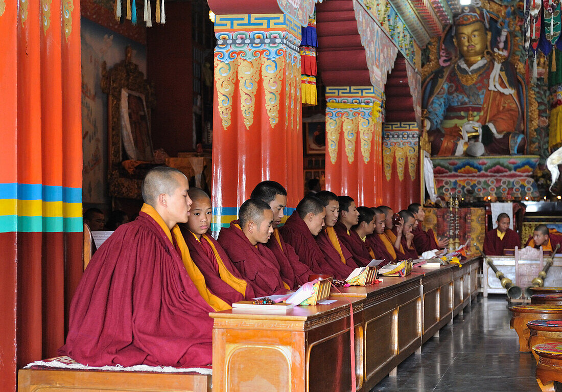 India, Gangtok, capital of Sikkim State, Buddhist monastery Ranka Phudong, big modern Tibetan monastery, Tibetan monk's training center