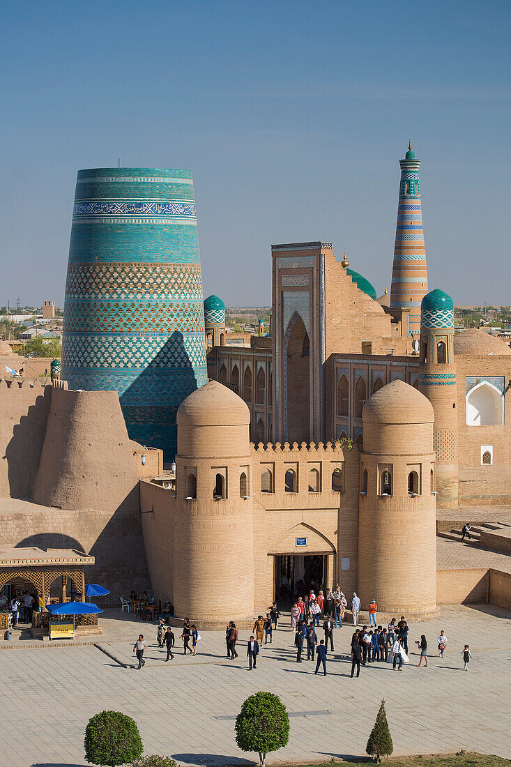 Uzbekistan, Khorezm Region, Khiva, Itchan Kala, Kalta Minor Minaret (W.H.) Western Gate