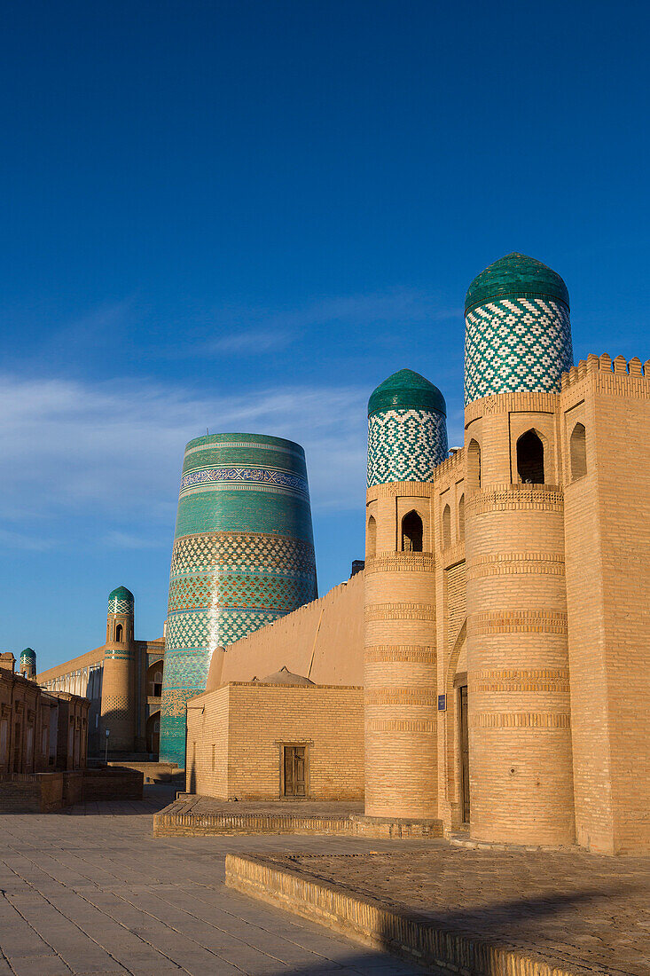 Uzbekistan, Khorezm Region, Khiva (W.H.) Itchan Kala Square, Kalta Minor minaret
