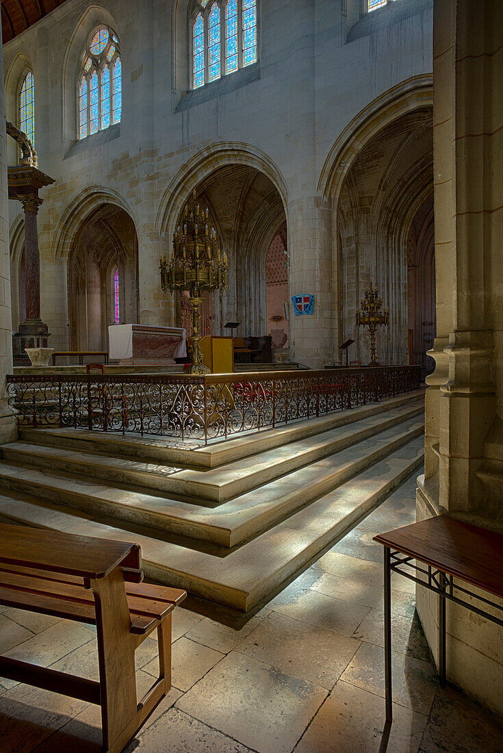 France,  South-Western France, Saintes, Saint-Pierre Cathedral, altar stairs