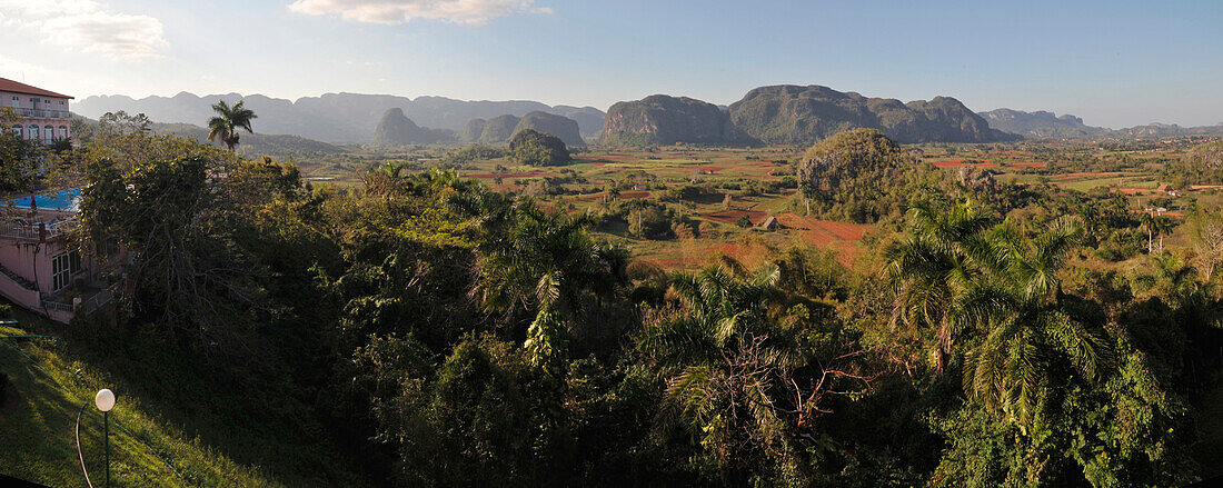 Caribbean, Cuba, Pinar del Rio,Vinales, Cordillera de Guaniguanico, mogotes, panoramic view