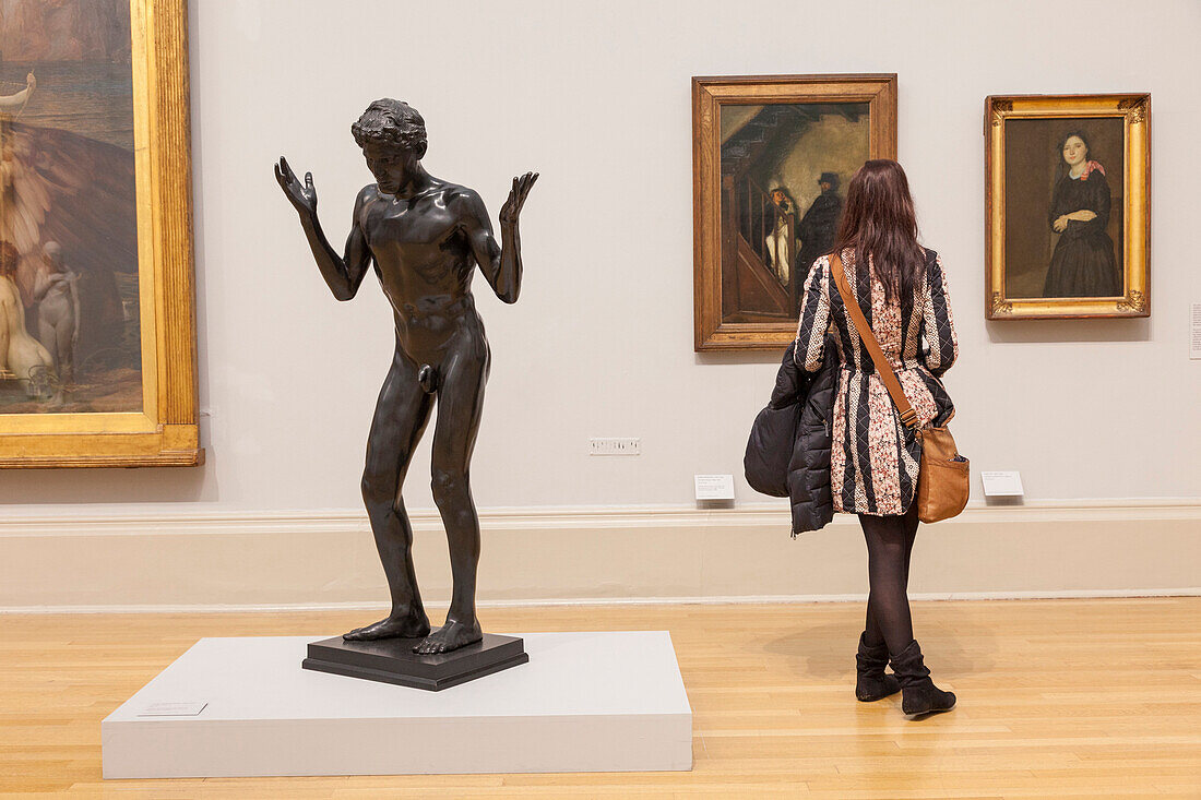 England, London, Tate Britain, Visitor and Artwork