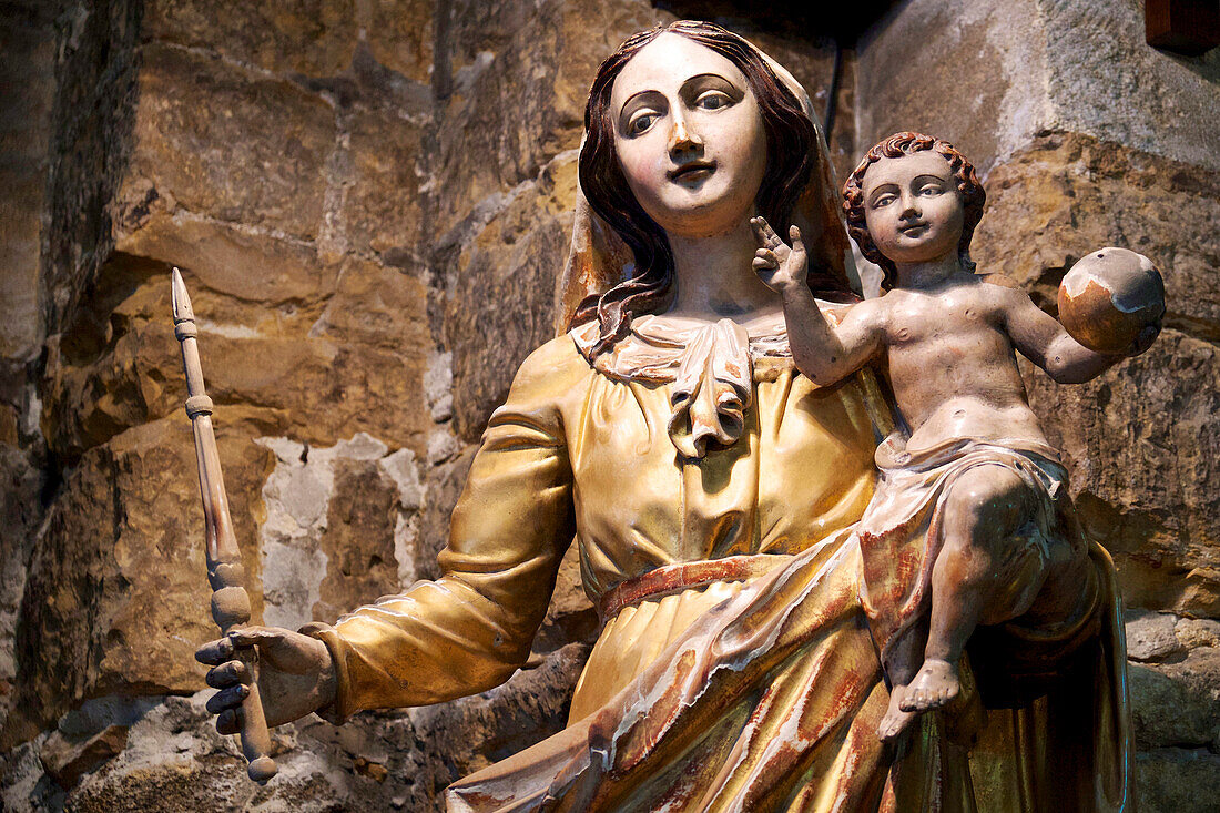 France, Southern France, Gard, Camargue, Saintes Maries de la Mer, statue in the church.