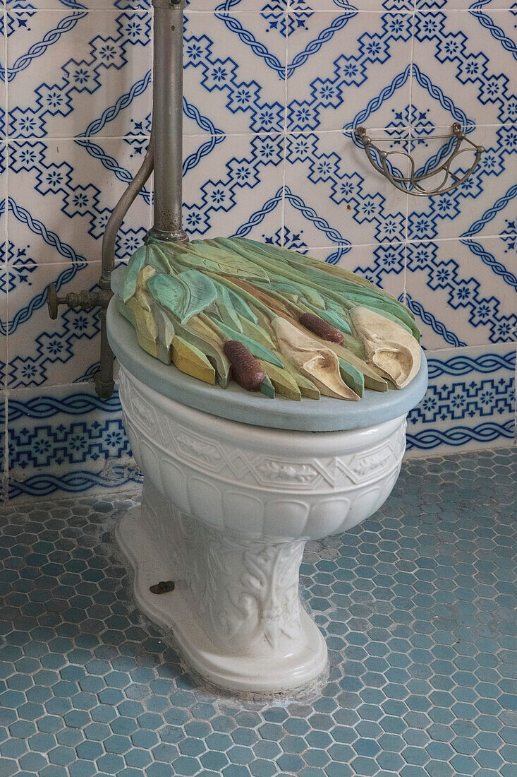 Mexico, Chihuahua State, Chuihuahua, Gameros Villa, Quinta Gameros, interior, Art Nouveau bathroom, the toilet