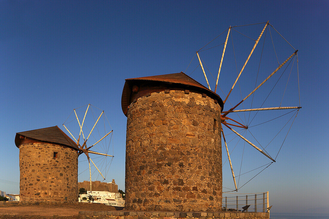 Windmills, Chora, Patmos, Dodecanese, Greece
