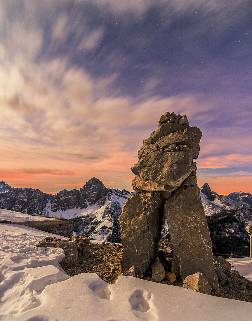 Sasolungo di Cibiana, Monte Rite, Cibiana di Cadore, Belluno, Dolomites, Veneto, Italy, Starry night on Monte Rite