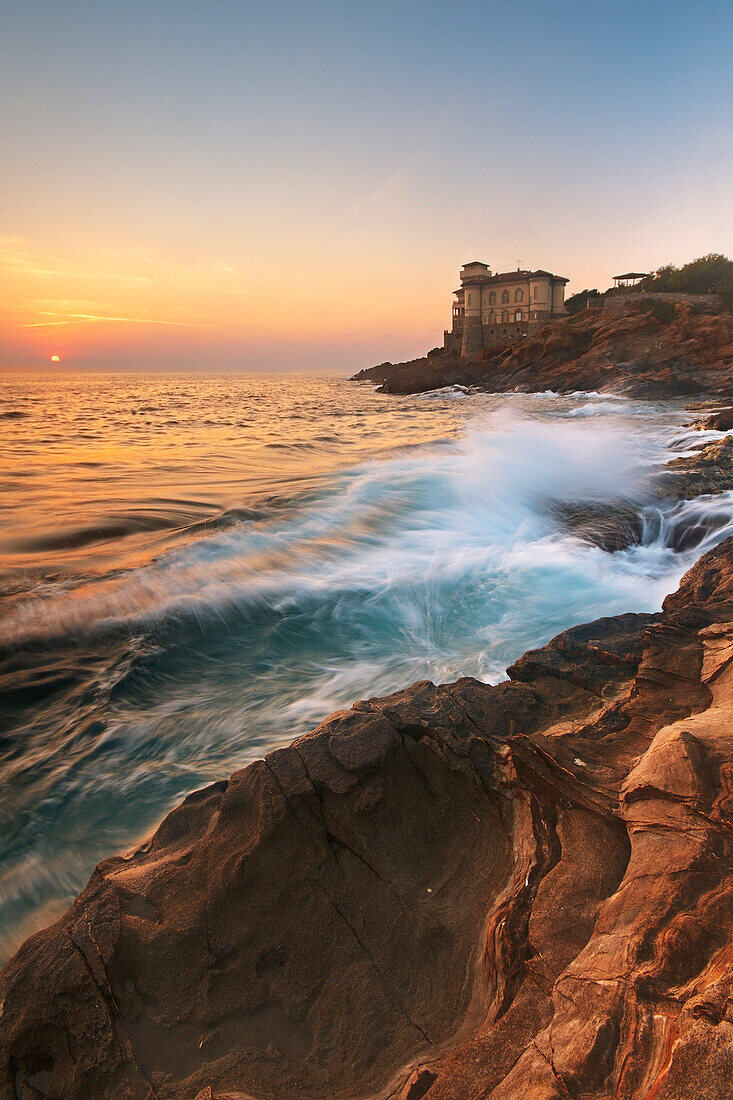 Italy, Tuscany, Livorno - Sunset at Boccale Castle