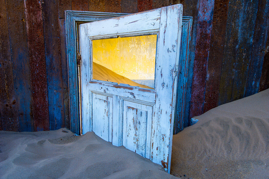 Kolmanskop, Southern Namibia, Africa, Old abandoned mining town's houses with sand
