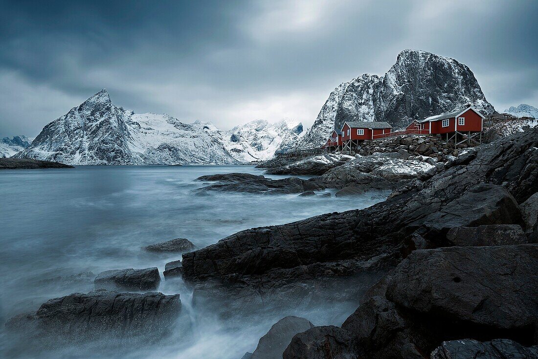 Hamnoy, Lofoten islands, Norway, Coastal rocks and mountains