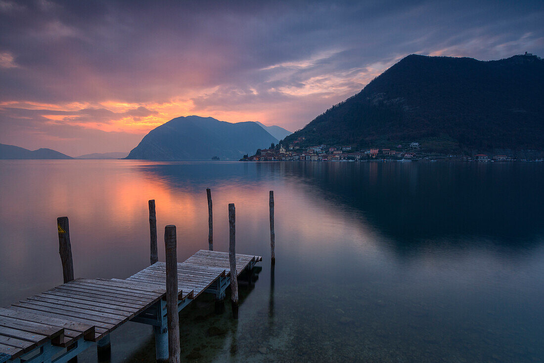 Sunset in Iseo lake, province of Brescia, Italy