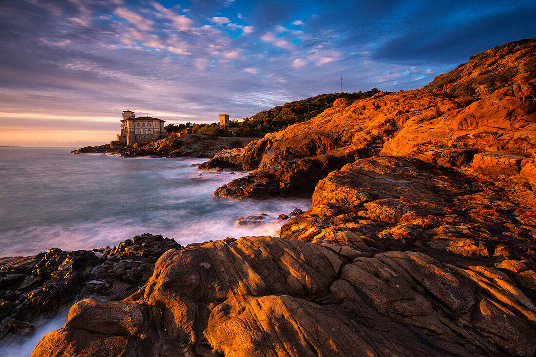 Europe, Italy, Boccale castle at Sunset, province of Livorno, Italy