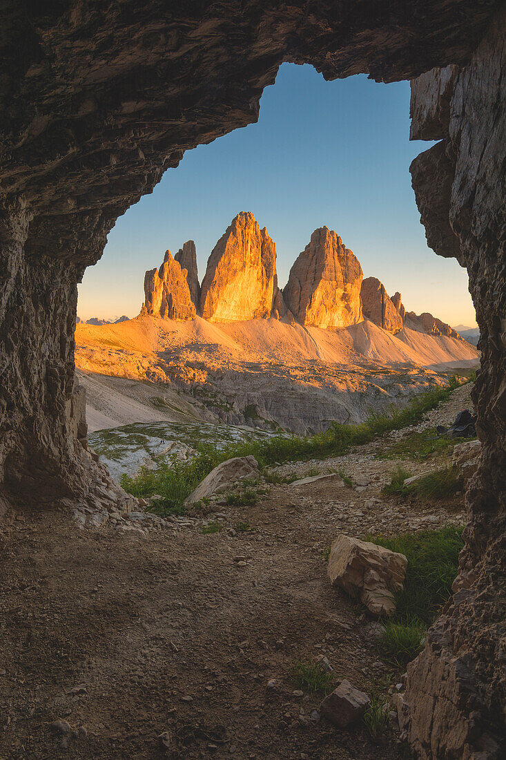 Three Peaks at sunset, Bolzano Province, Trentino Alto Adige, Italy