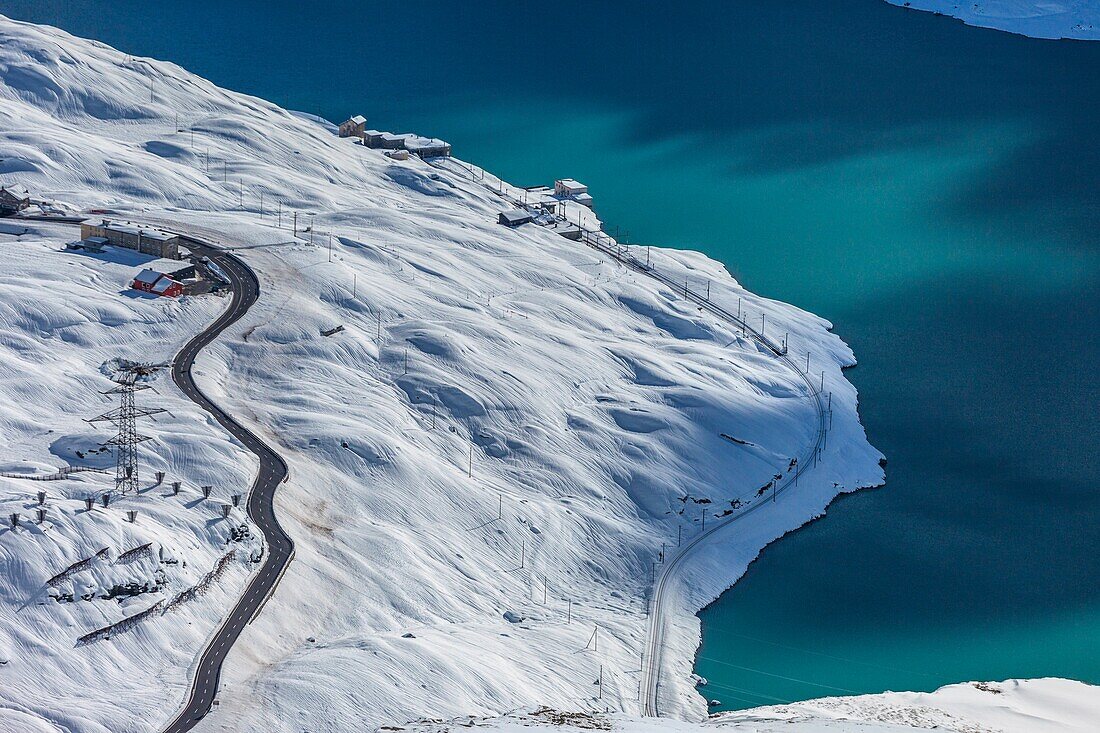 White lake from Bernina pass, Switzerland