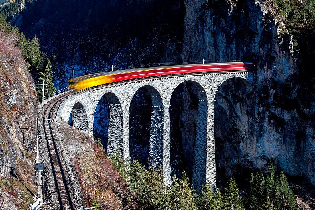 Bernina express and Landwasser Viadukt, Switzerland