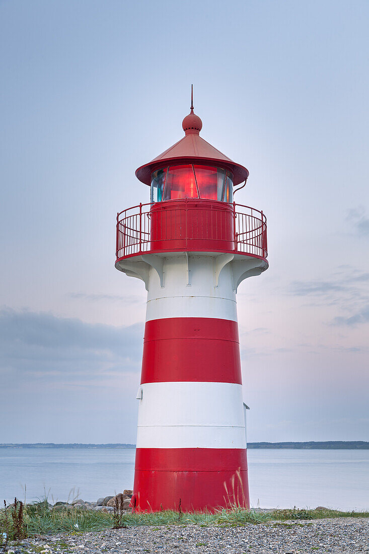 Lighthouse Grisetaodde by the Limfjord, also called Lighthouse Oddesund, Humlum, Central Jutland, Jutland, Cimbrian Peninsula, Denmark, Scandinavia, Northern Europe, Europe