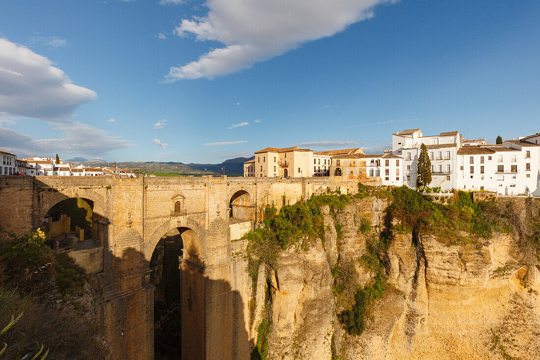 Puente Nuevo, Brücke, Schlucht des Río Guadalevin, La Ciudad, Altstadt, Ronda, Provinz Malaga, Andalusien, Spanien, Europa