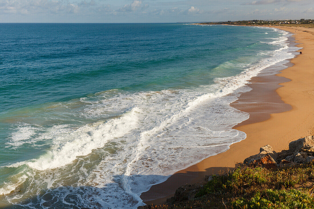 coastline and beach, Cabo de Trafalgar, near Los Canos de Meca, near Vejer de la Frontera, Costa de la Luz, Atlantic Ocean, Cadiz province, Andalucia, Spain, Europe