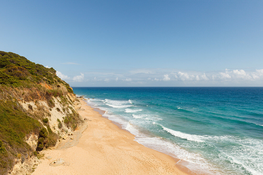 Strand, Los Caños de Meca, Parque Natural de la Breña, Naturpark bei Vejer de la Frontera,  Costa de la Luz, Atlantik, Provinz Cadiz, Andalusien, Spanien, Europa