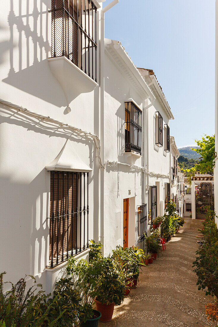 Gasse in Zuheros, Pueblo Blanco, Weißes Dorf, Provinz Cordoba, Andalusien, Spanien, Europa