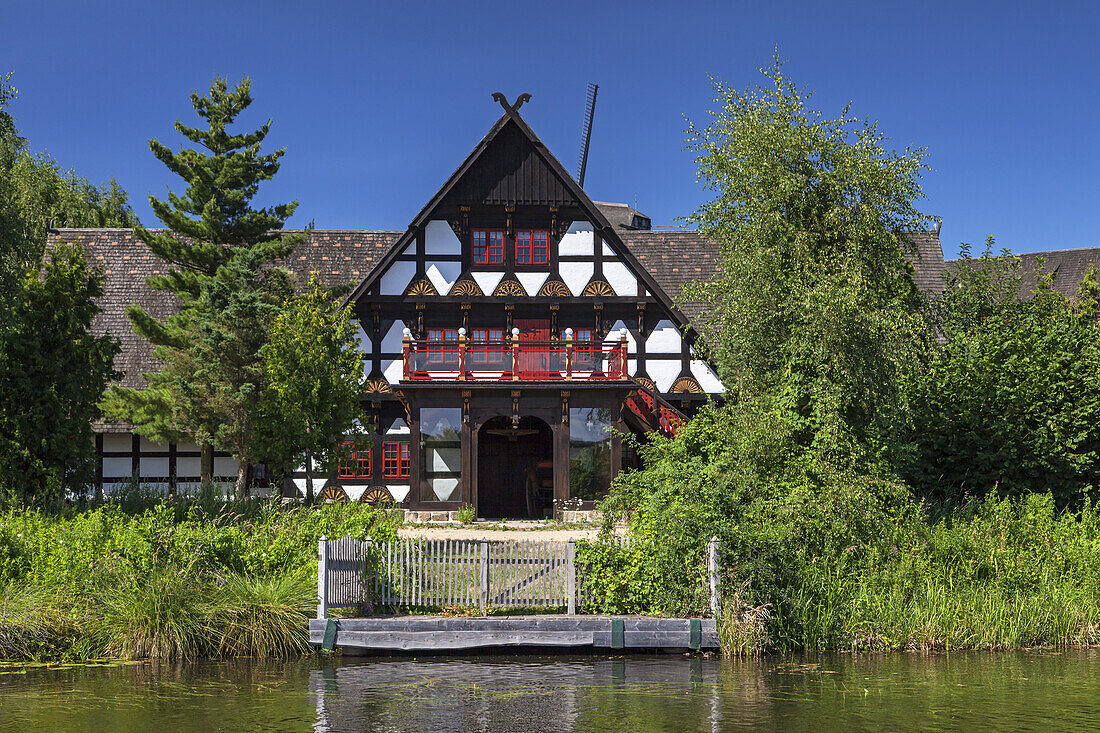 Mill museum by the river Ise in Gifhorn, Lower Saxony, Northern Germany, Germany, Europe