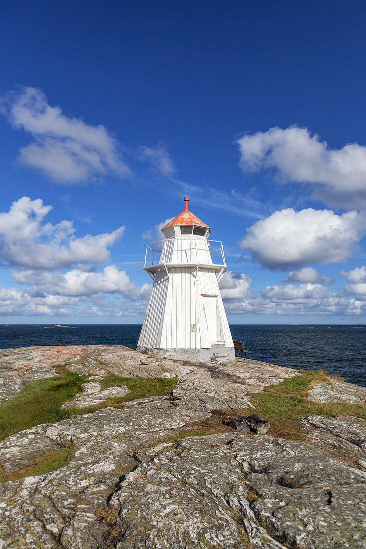 Lighthouse Krogstad Udde by the Batfjord, Bua, Halland, South Sweden, Sweden, Scandinavia, Northern Europe, Europe