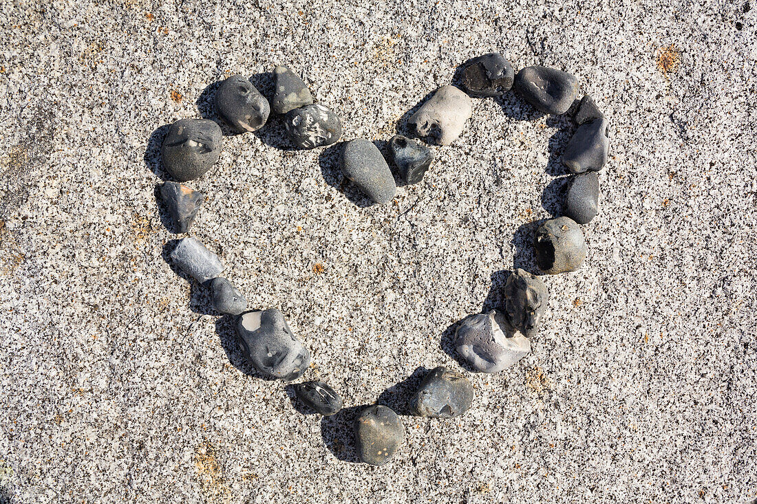 heart symbol formed from flintstones of the Baltic Sea, Rügen, Mecklenburg-Western Pomerania, Germany, Europe