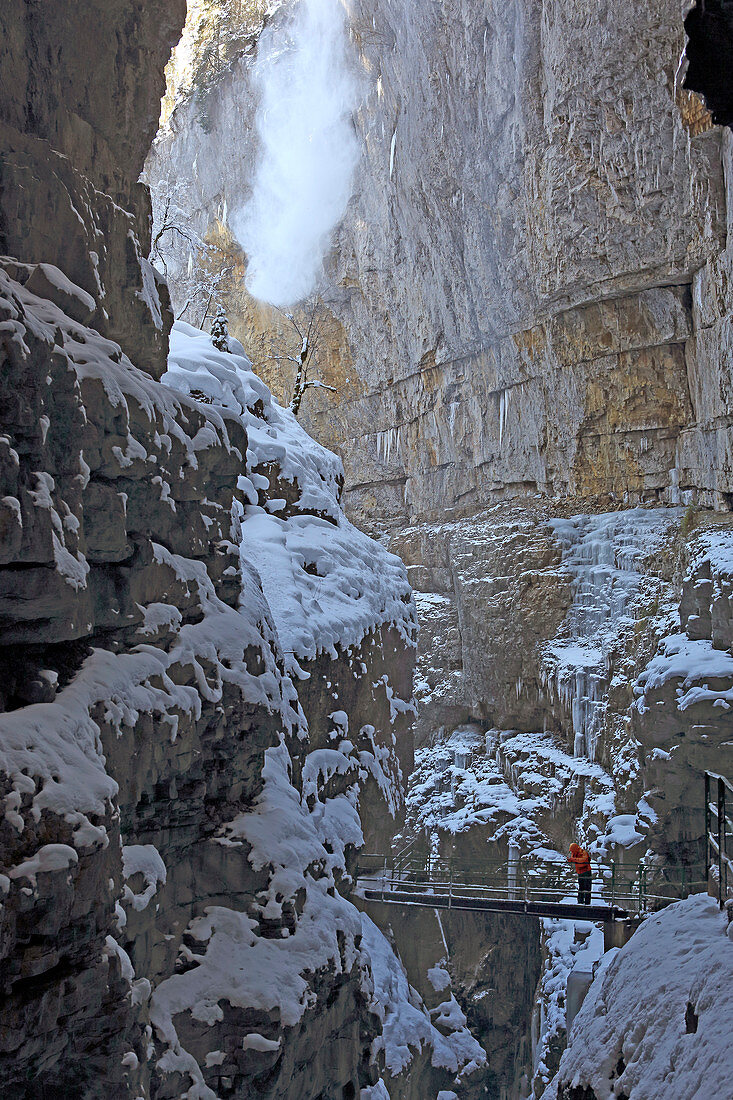 Winter in Breitachklamm, Oberstdorf,  Oberallgäu, Allgäu, Schwaben, Bayern, Deutschland