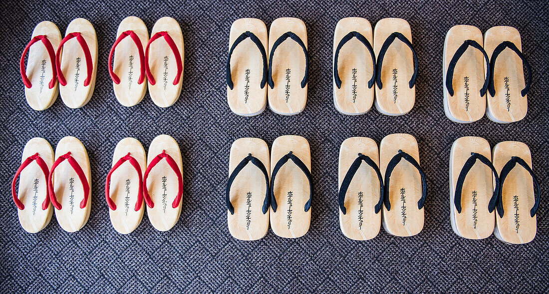 Traditional Japanese Sandal Arranged In A Row