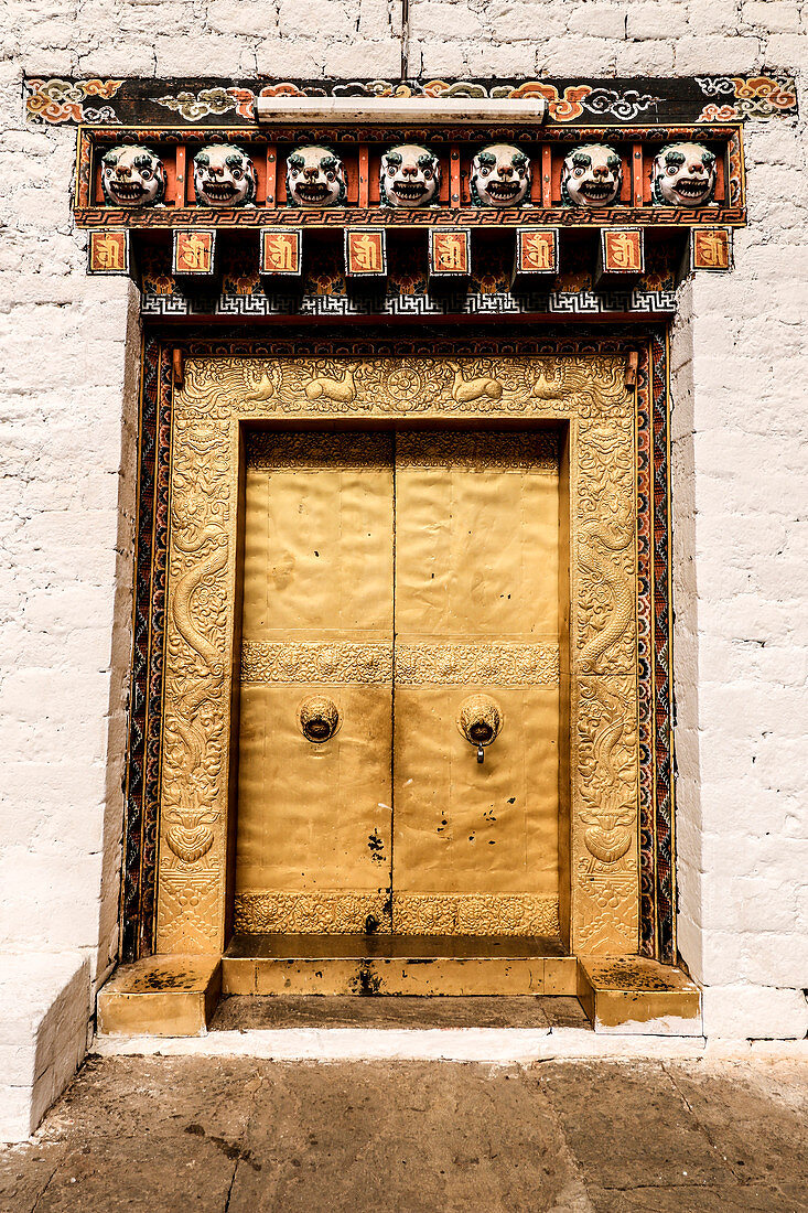 A Golden Door Of Punakha Dzong In Bhutan