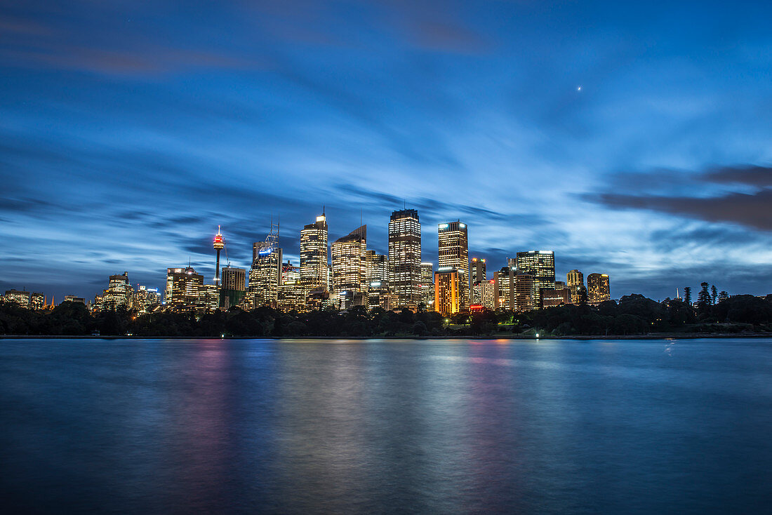 Downtown Sydney Australia Skyline After Sunset