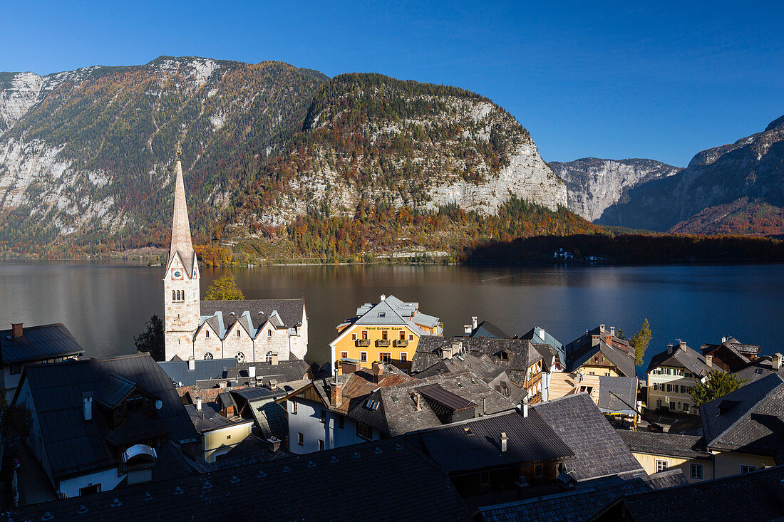 Lake Hallstatt and town Hallstatt, Upper Austria, Austria, Europe