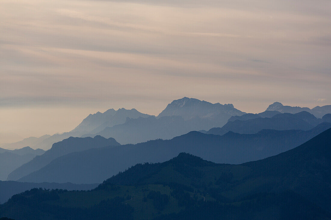 Totes Gebirge, seen from Mount Schafberg, St. Wolfgang, Upper Austria, Austria, Europe